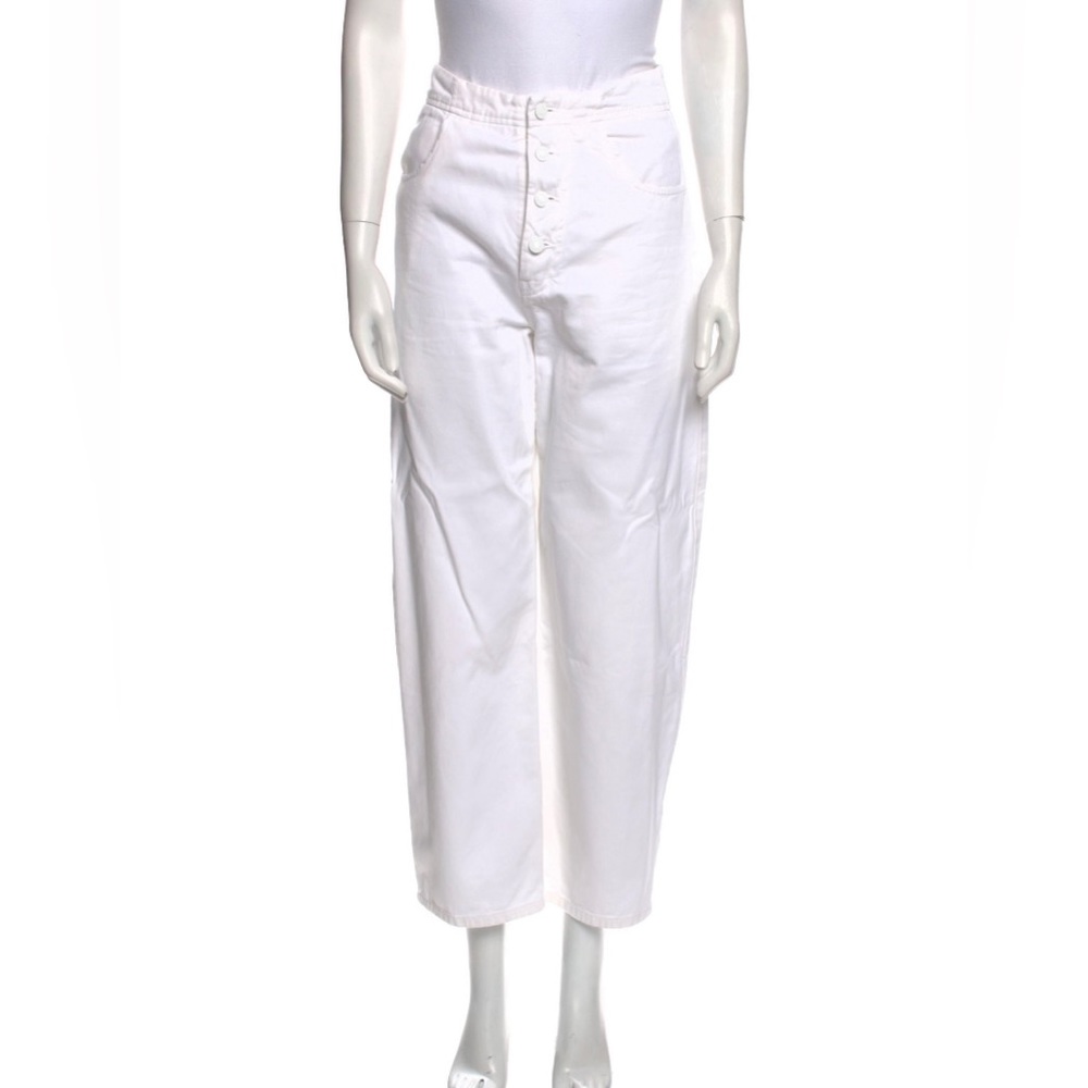 M2 Nili Lotan White Denim Jeans 100% Cotton High Rise Button Fly Women Size 2